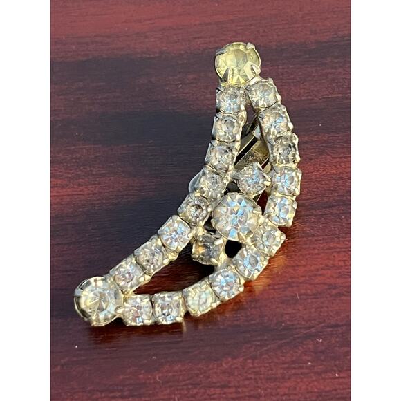 VTG Rhinestone Hair Clip Crescent Moon Clip On Earring Bling Whimsigoth - Picture 3 of 9